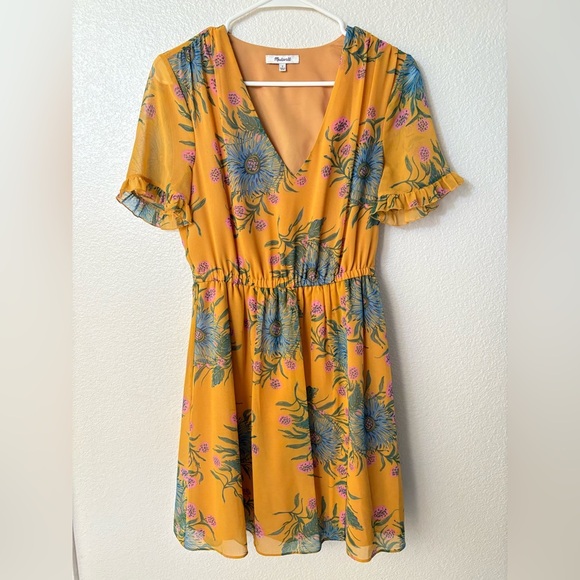 Madewell Sweetgrass Ruffle-Sleeve Dress in Painted Blooms size 2 - Picture 4 of 4